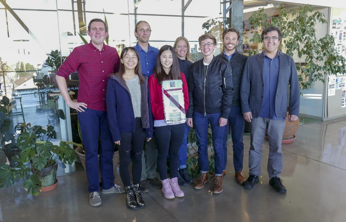 Faculty and students in CAPLA's interdisciplinary urban design studio included Arlie Adkins, Brad Kindler, Kelly Cederberg and Chris Ortiz y Pino and Yuheng Zhang, Fei Yu, Amanda Maass and Eduardo Guerrero. Not pictured: Connor Harmon and Michele Scanze Faculty and students in CAPLA's interdisciplinary urban design studio included Arlie Adkins, Brad Kindler, Kelly Cederberg and Chris Ortiz y Pino and Yuheng Zhang, Fei Yu, Amanda Maass and Eduardo Guerrero. Not pictured: Connor Harmon and Michele Scanze